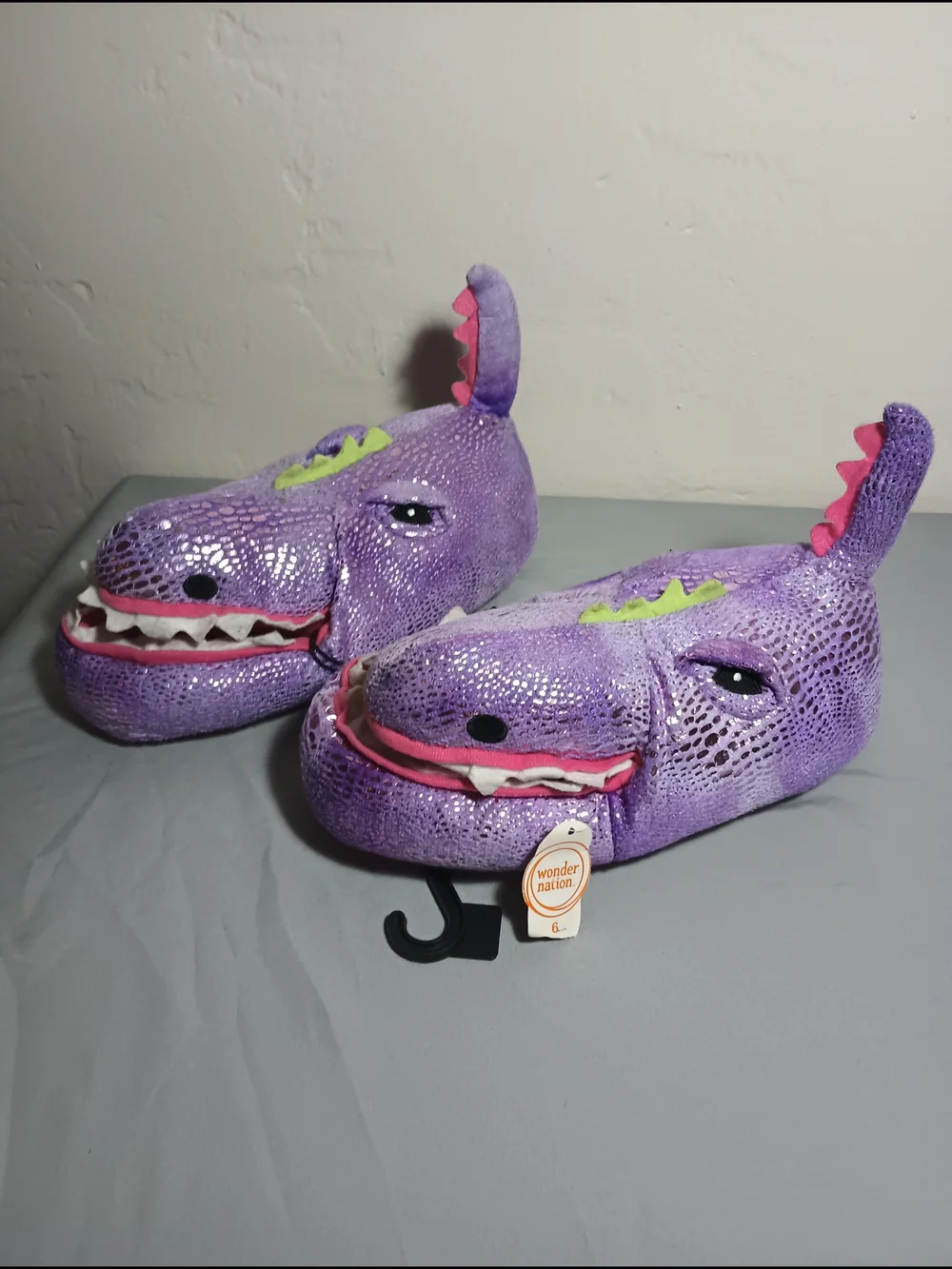 Wonder Nation Girls' Ankle Biter Dino Slippers